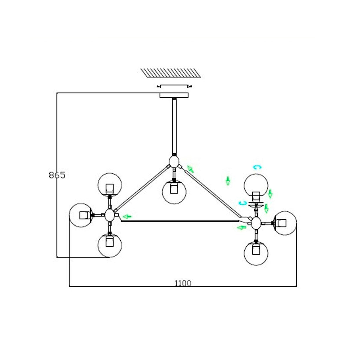 Pendente Sala de Jantar Moderno Vidro Âmbar Dourado Volans